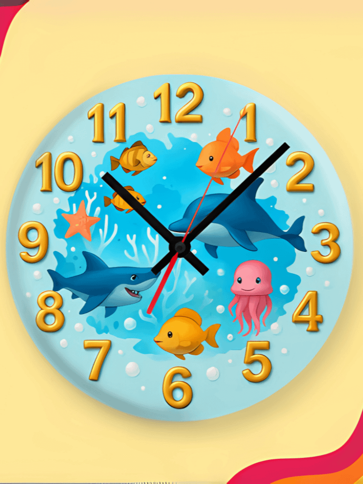 Ocean Wonders Wall Clock PNG – Colorful Marine Life Theme Design for Kids – Perfect for Sublimation – High-Quality 300 DPI Instant Digital Download product image (1)