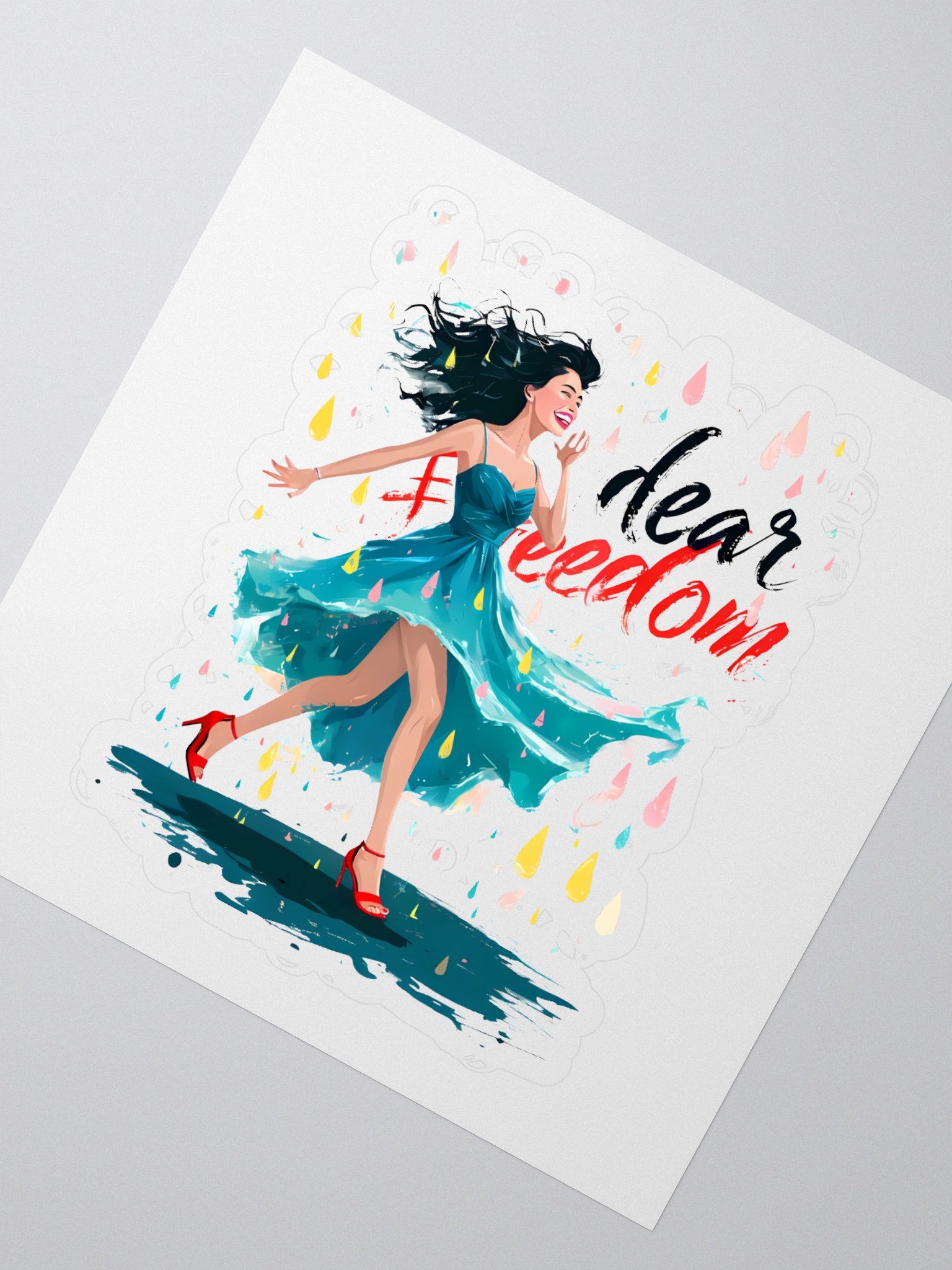 Embrace Freedom | Colorful Rain Dance Art Print Sticker product image (2)