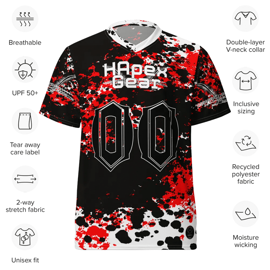 Recycled Unisex Sports Jersey - White HApex Gear Black Logo product image (9)