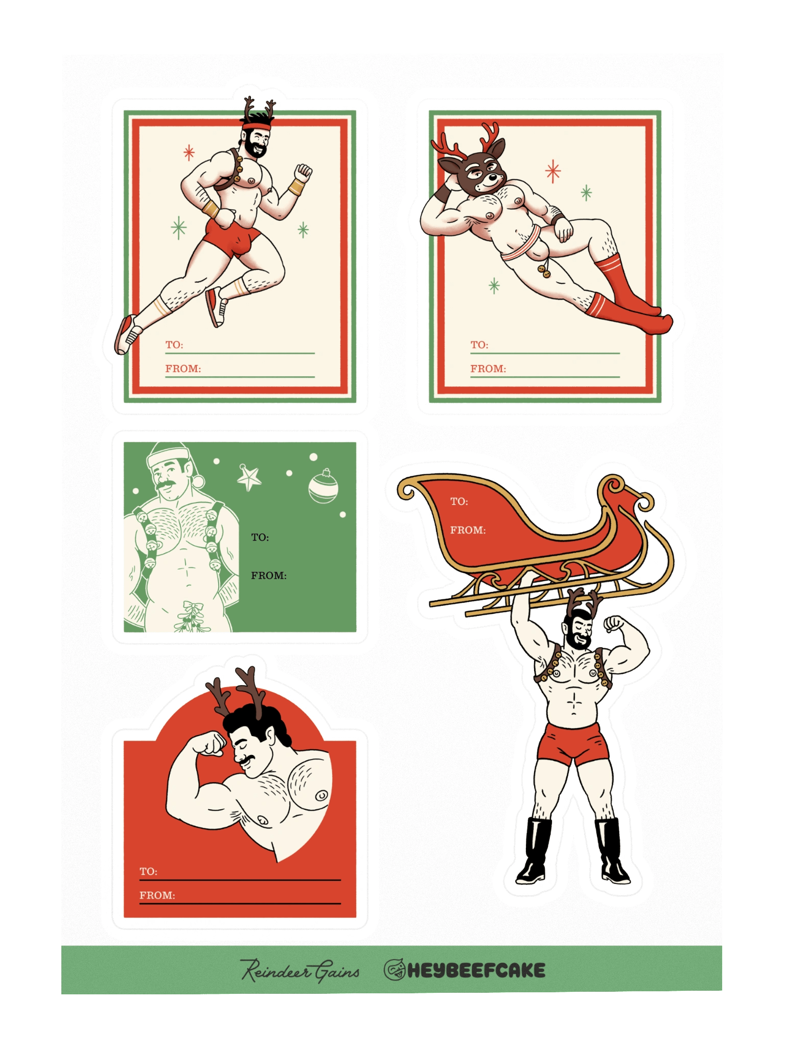 Reindeer Gains Gift Tag Stickers product image (6)