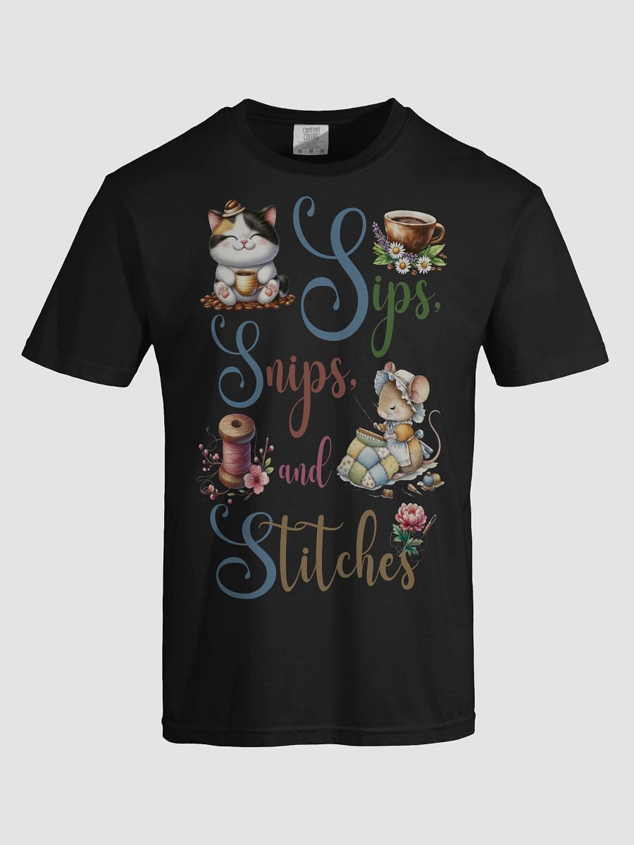 Sips Snips and Stitches Cat Lover T-Shirt product image (5)