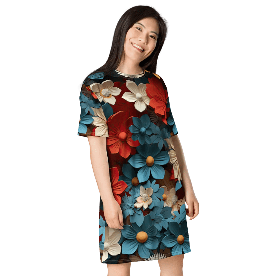 3D-Ditsy-Flowers-Seamless-Patterns T-shirt Dress - V2 product image (8)
