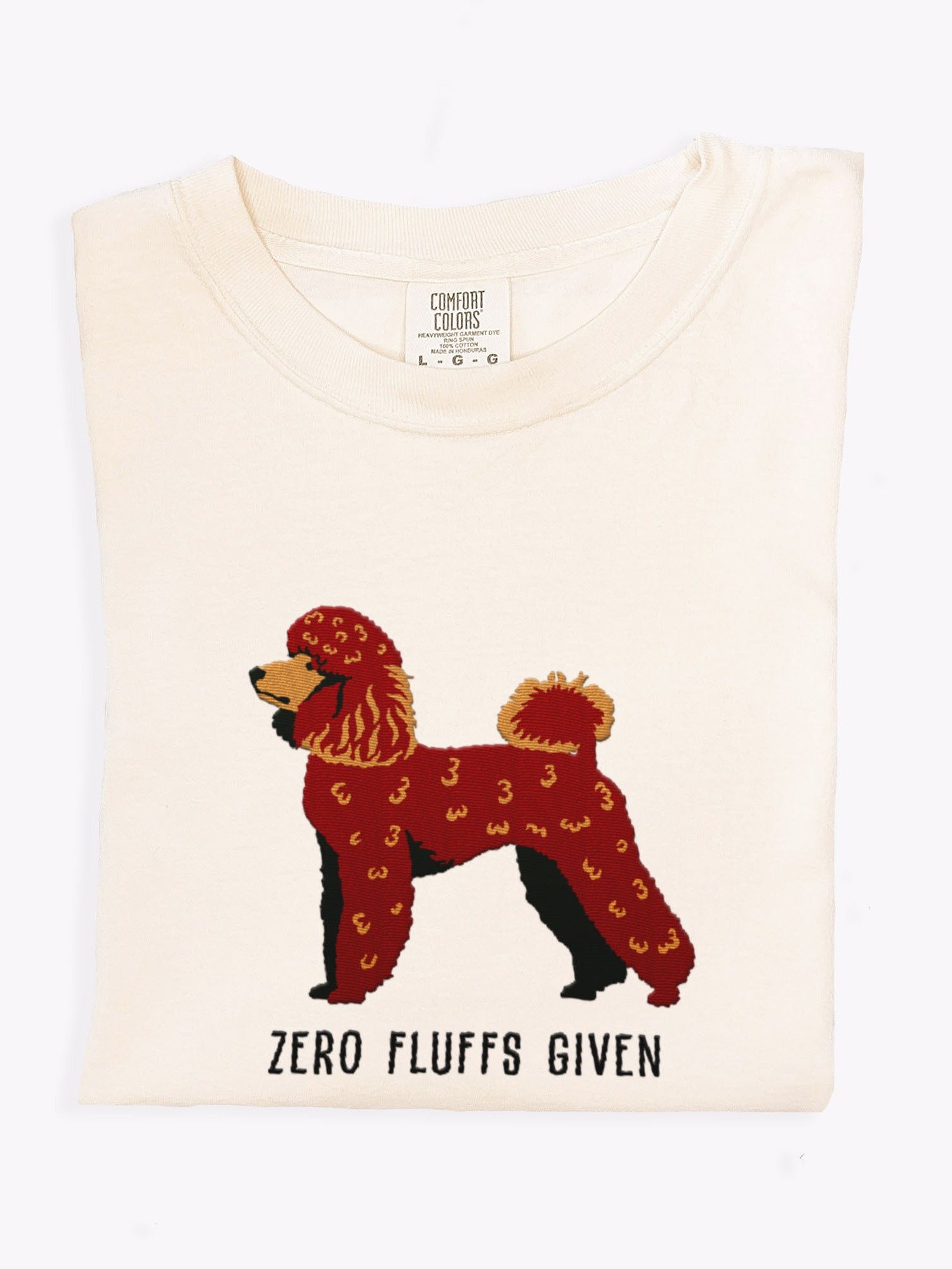 Zero Fluffs Given T-Shirt(Embroidered) of a Miniature Poodle(Chocolate) product image (1)