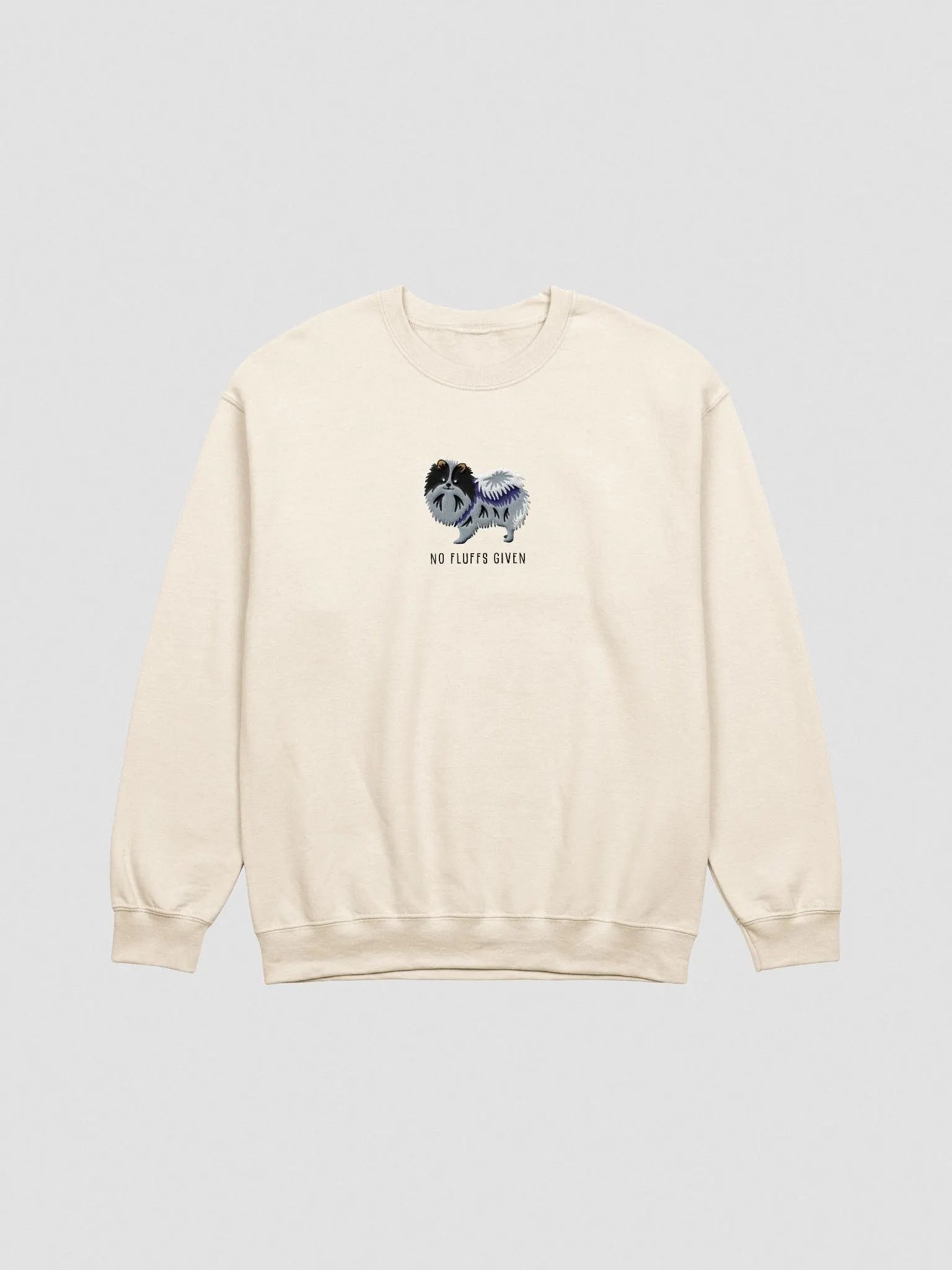 No Fluffs Given Sweatshirt (Embroidered) of a Pomeranian(Blue Merle) product image (4)