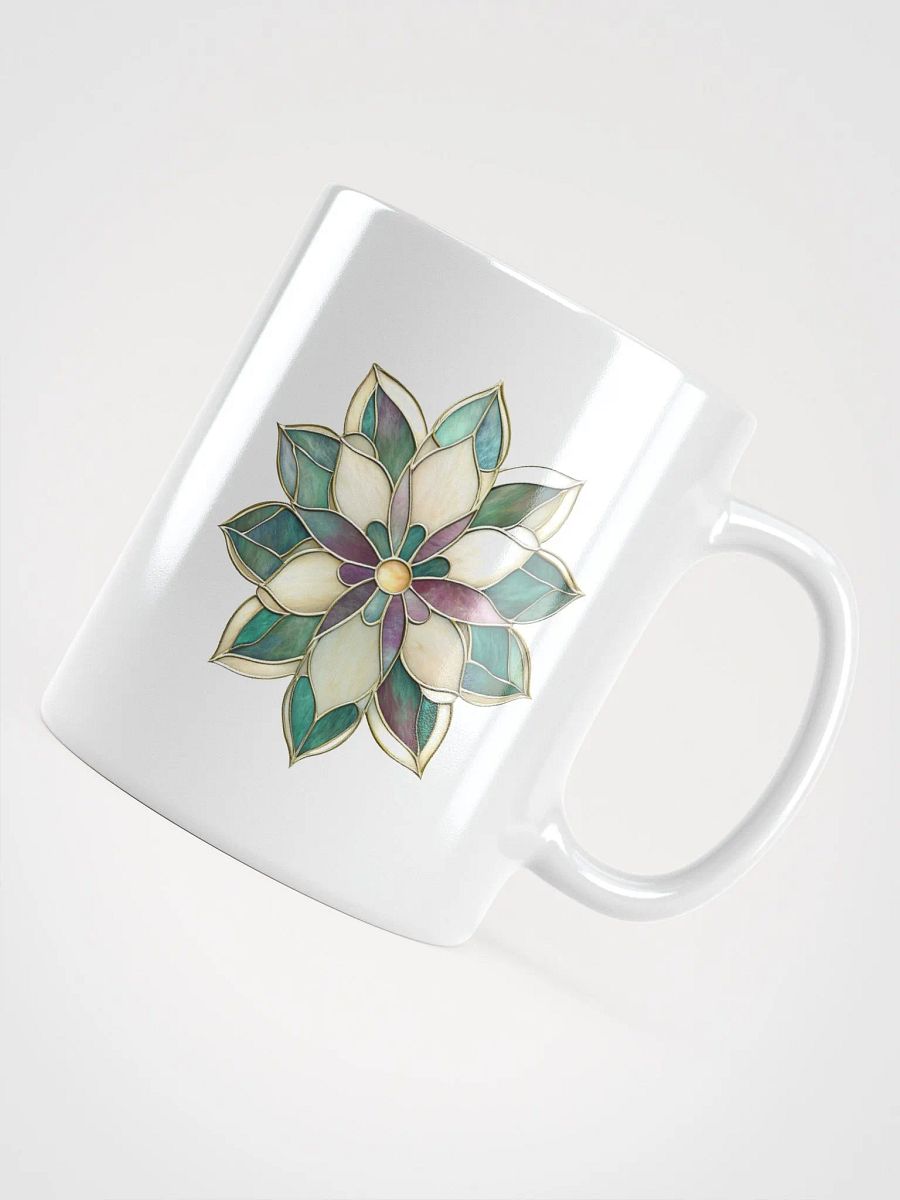 Stained Glass Water Lily White Glossy Mug product image (12)