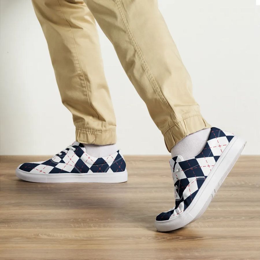 Harlequin Blue Diamond Men's Lace -Up Canvas Shoes product image (2)