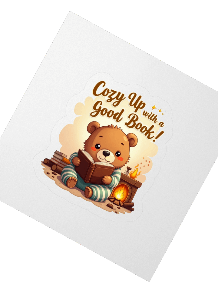 Cozy Up with a Good Book – Cute Bear Sticker product image (2)