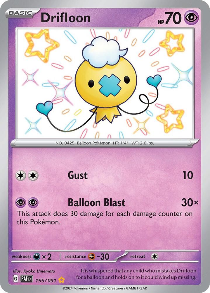 Pokémon Trading Card – Drifloon (Scarlet & Violet: Paldean Fates, #155/091) - NM product image (1)