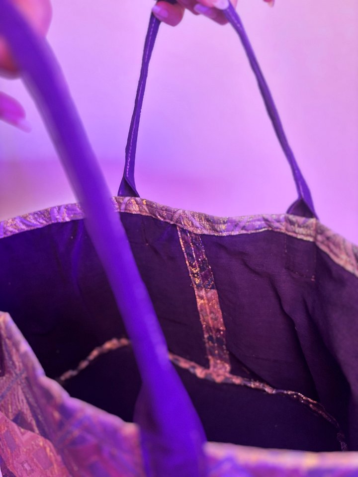 Jumbo Hand Bag (Purple and Pink Metallic Diamonds) product image (2)