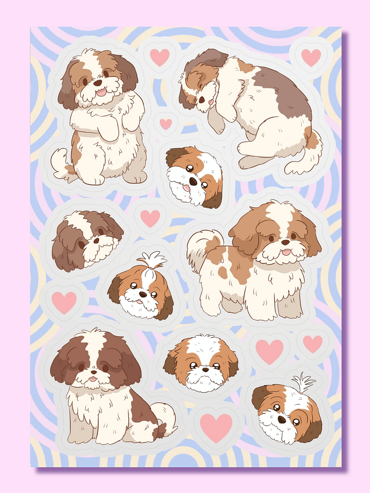 Fluffy Shih Tzu Dog Kiss-Cut Sticker Sheet product image (1)