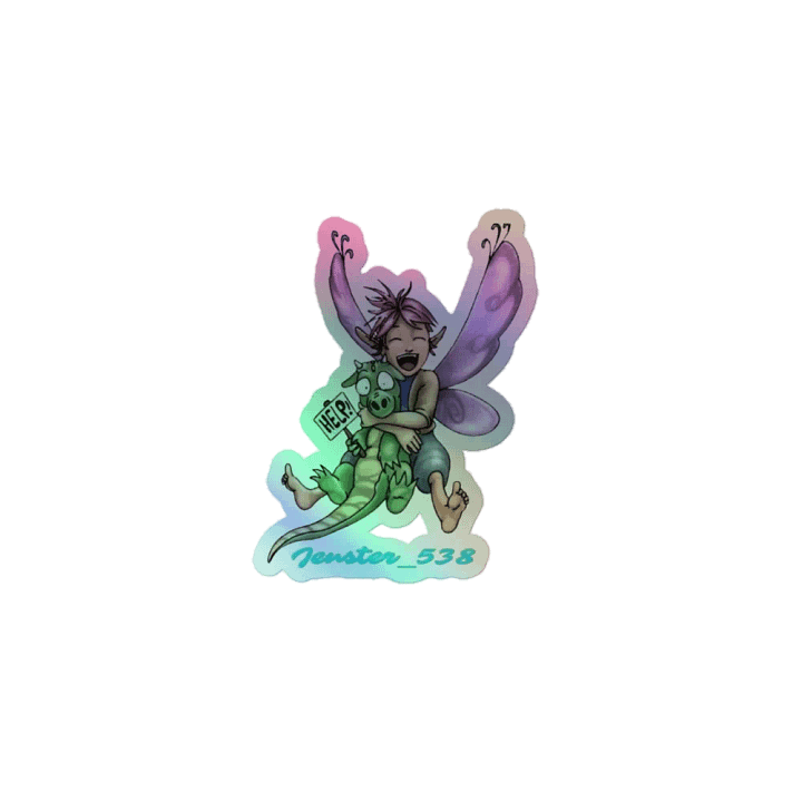 Whimsical Fairy and Dragon Holographic Sticker Sheet product image (1)