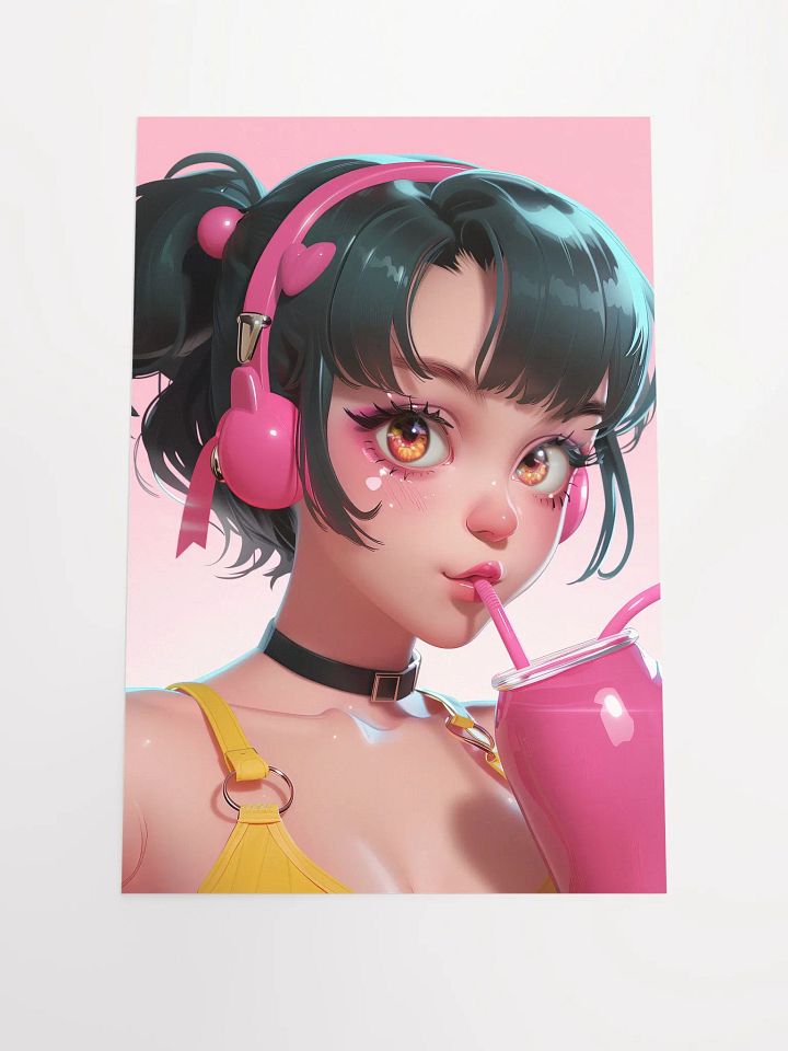 Milkshake Vibes: Pop Art Poster of a Girl Enjoying a Milkshake product image (1)