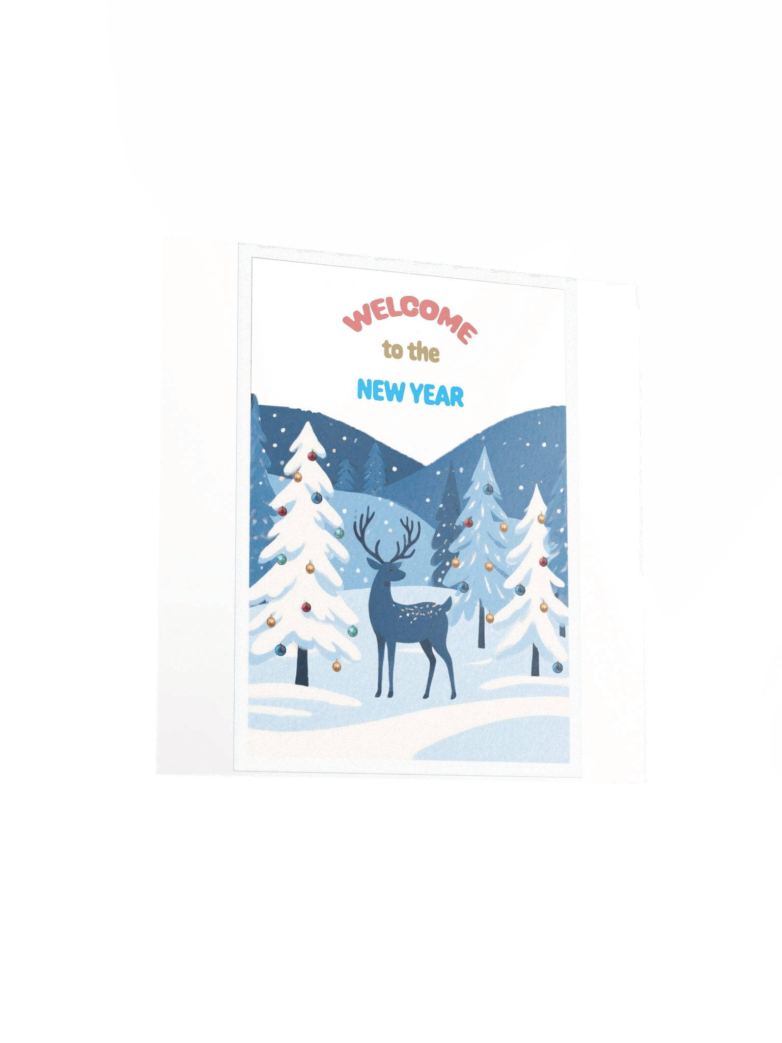 Welcome to the New Year – Winter Deer Scene Festive Holiday Design product image (12)