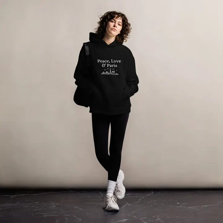 Peace, Love and Paris with Monuments Unisex Oversized Hoodie product image (1)