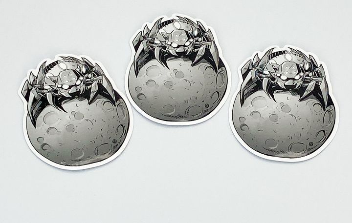 TDL Spider on the Moon Grayscale Stickers 3-pack product image (1)