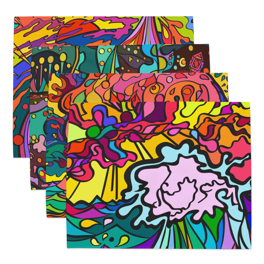 Vibrant Gallery Placemat Set – Wave at Sunset product image (1)