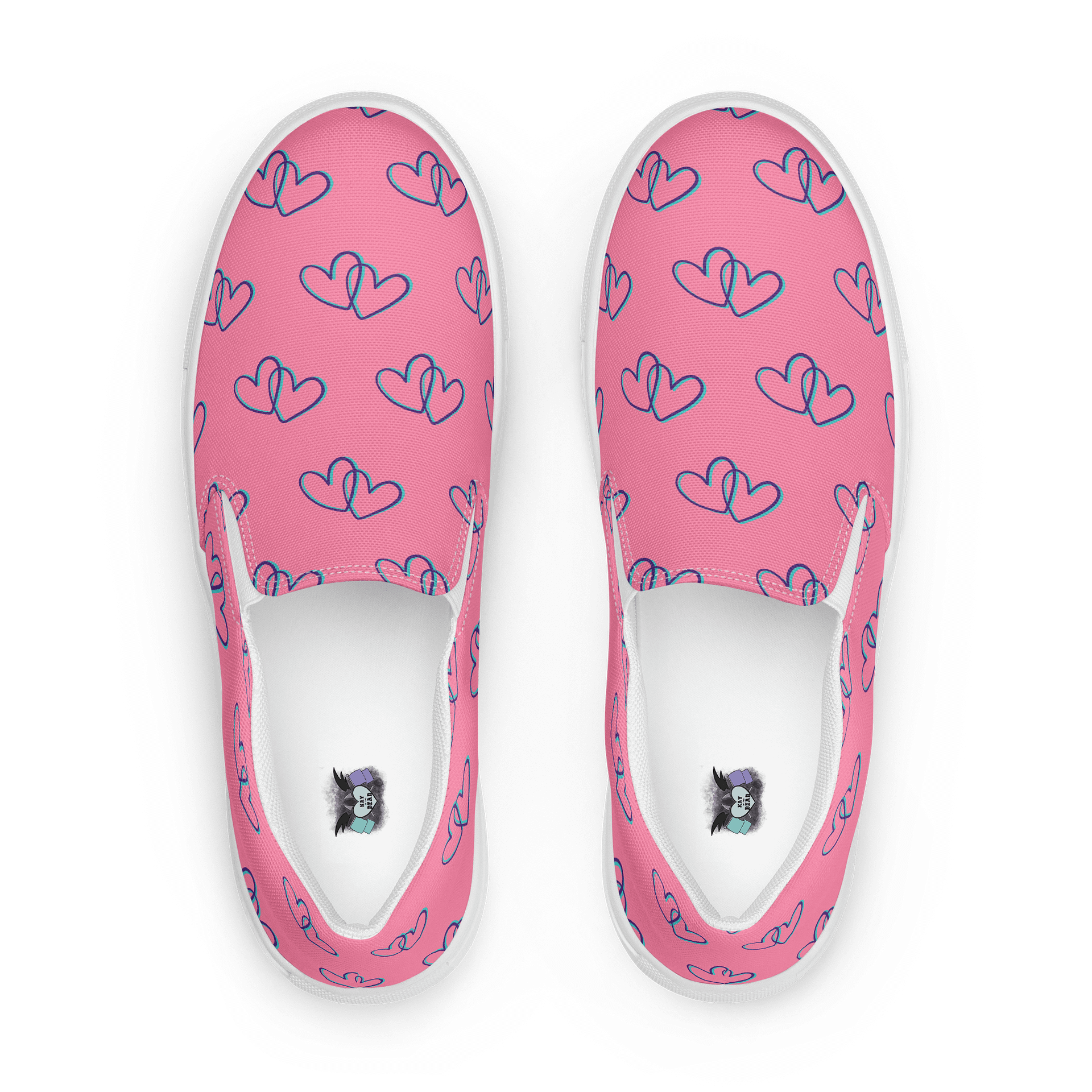 Pink Heart Women's Canvas Slip-On Shoes product image (1)