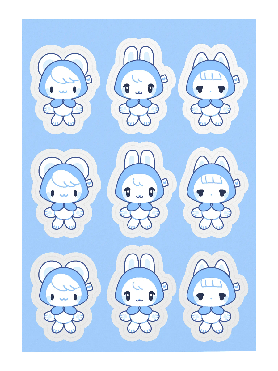 🧸 Blue Plushies Sticker Sheet | By Plushpon product image (1)