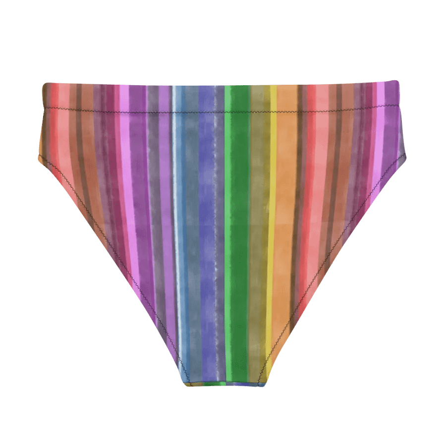 Cool Gouache Striped Eco-Green Bikini Swimsuit Bottoms product image (6)