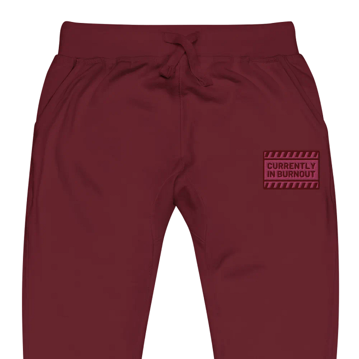 CURRENTLY IN BURNOUT (rose design) embroidered fleece joggers product image (7)