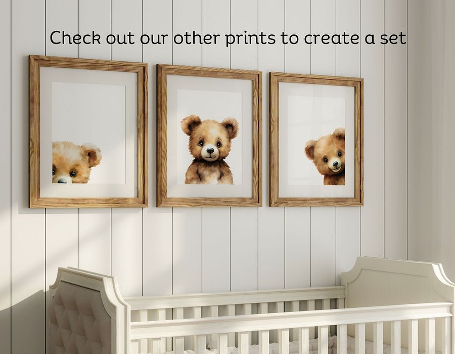 Woodland Shy Bear Peek a Boo Print product image (30)