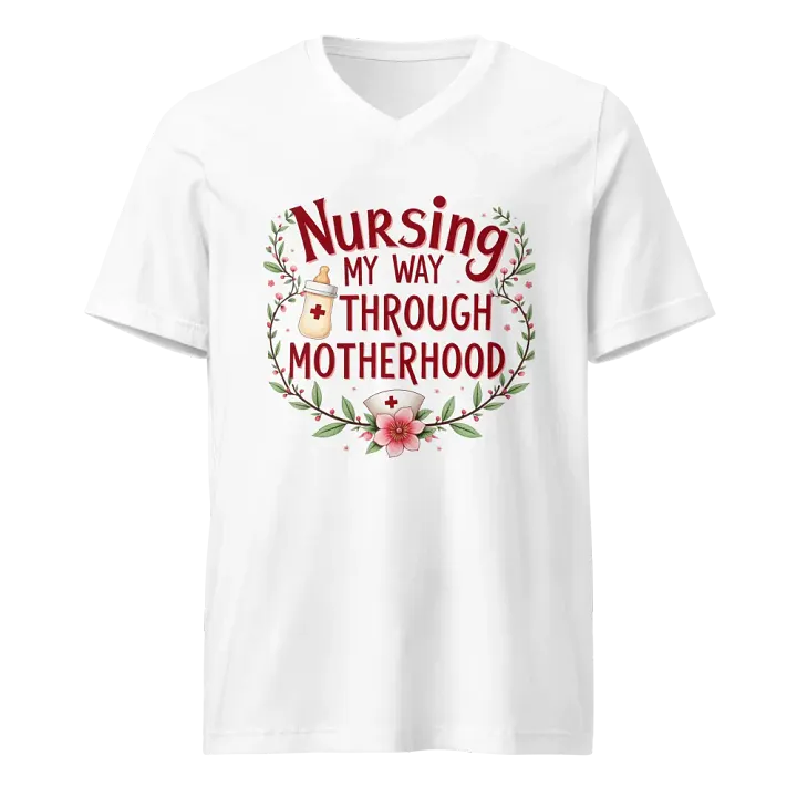Nursing My Way Through Motherhood V-Neck Tee product image (5)