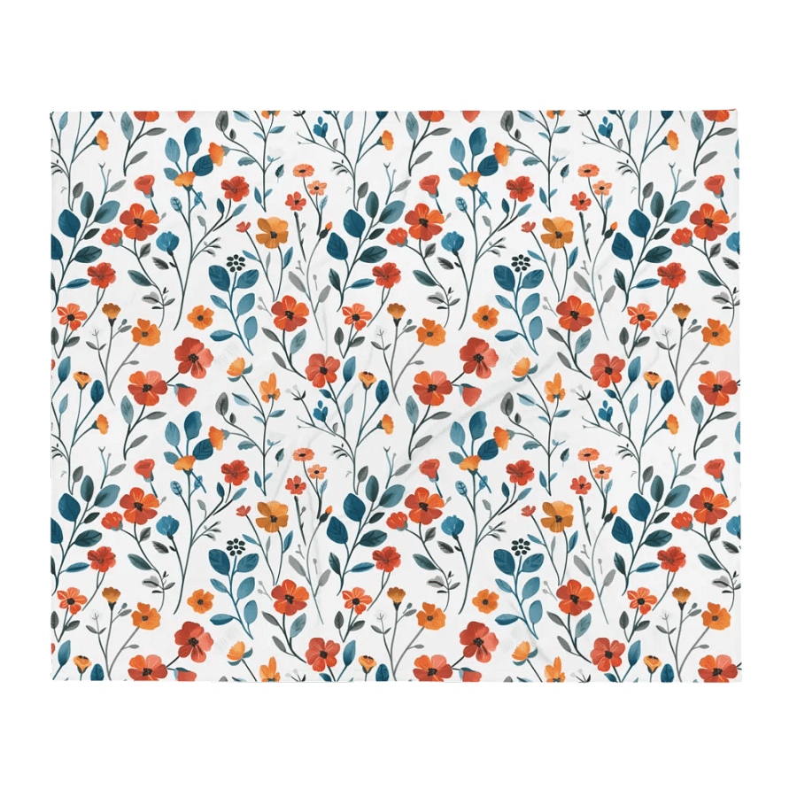 Orange Floral Throw Blanket by Treasure Pie product image (3)