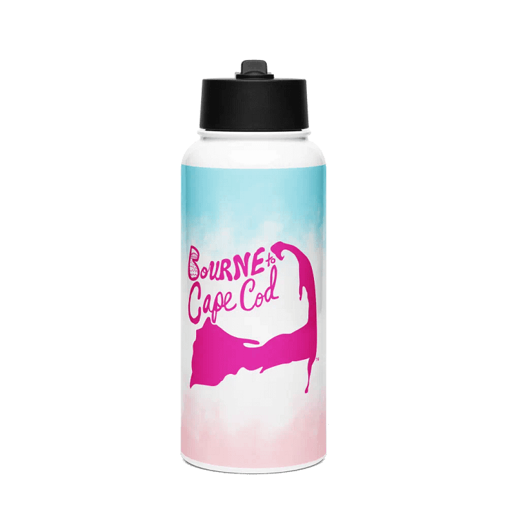 BOURNE to Cape Cod™ | Pink Logo | Stainless Steel Water Bottle | Iconic Pink, White & Blue product image (1)