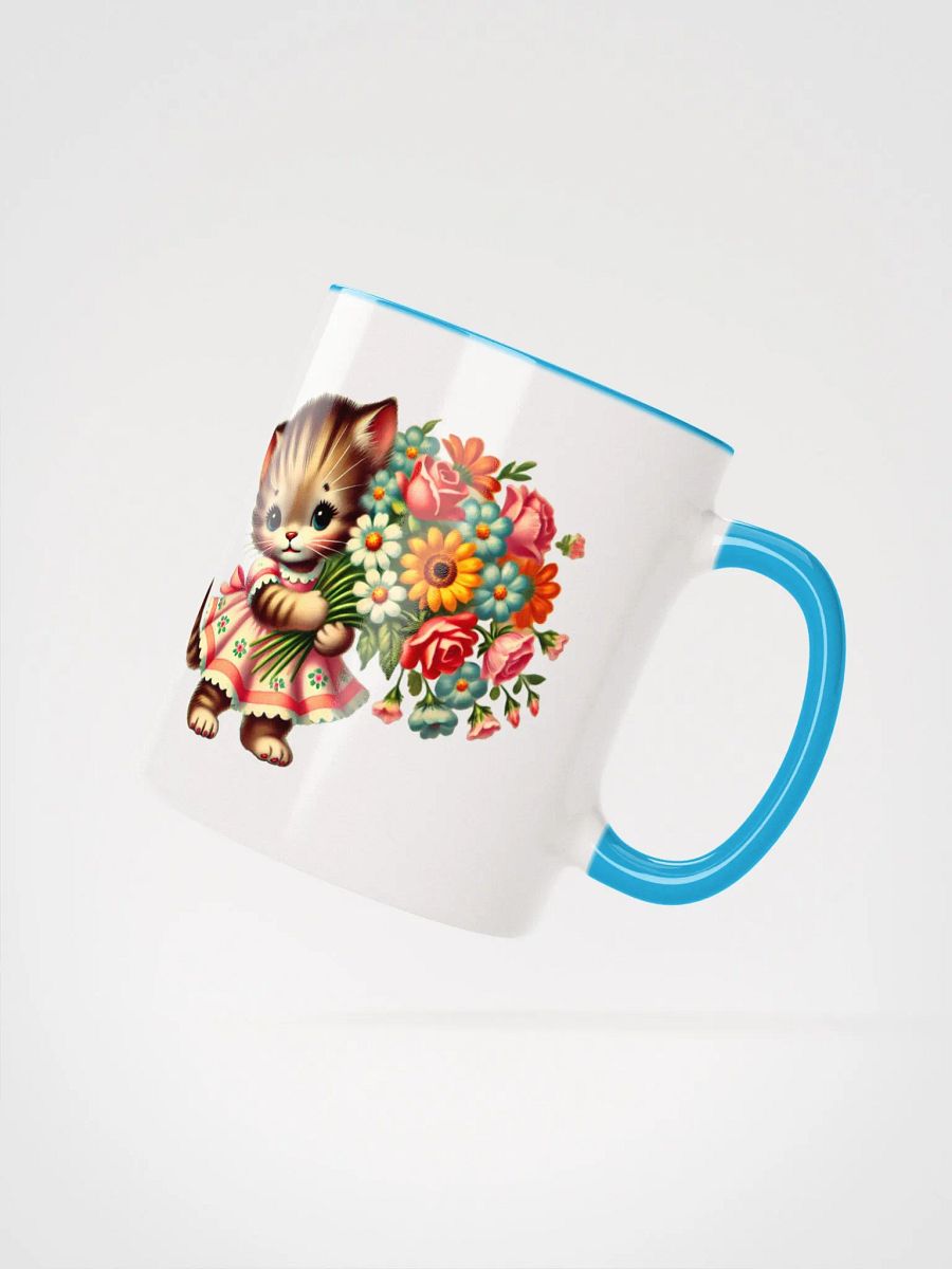 Adorable Kitten with Flower Bouquet Colorful Ceramic Mug product image (12)