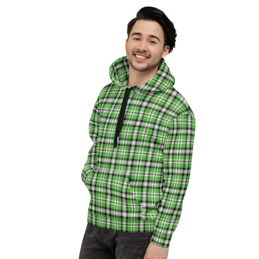 Bright Green, Black, and Gray Plaid Hoodie product image (4)
