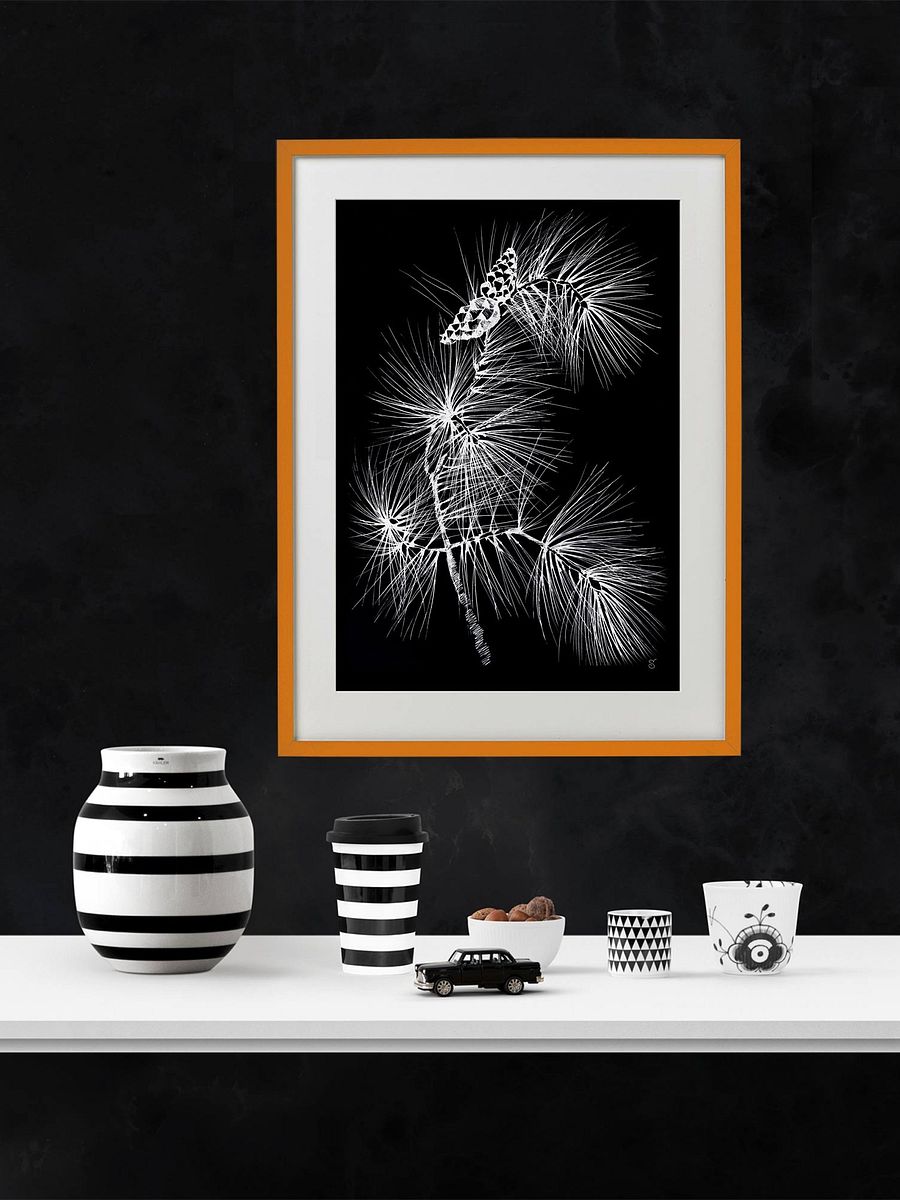 Vibrant Matte Paper Poster - Pine Branch and Cones product image (5)