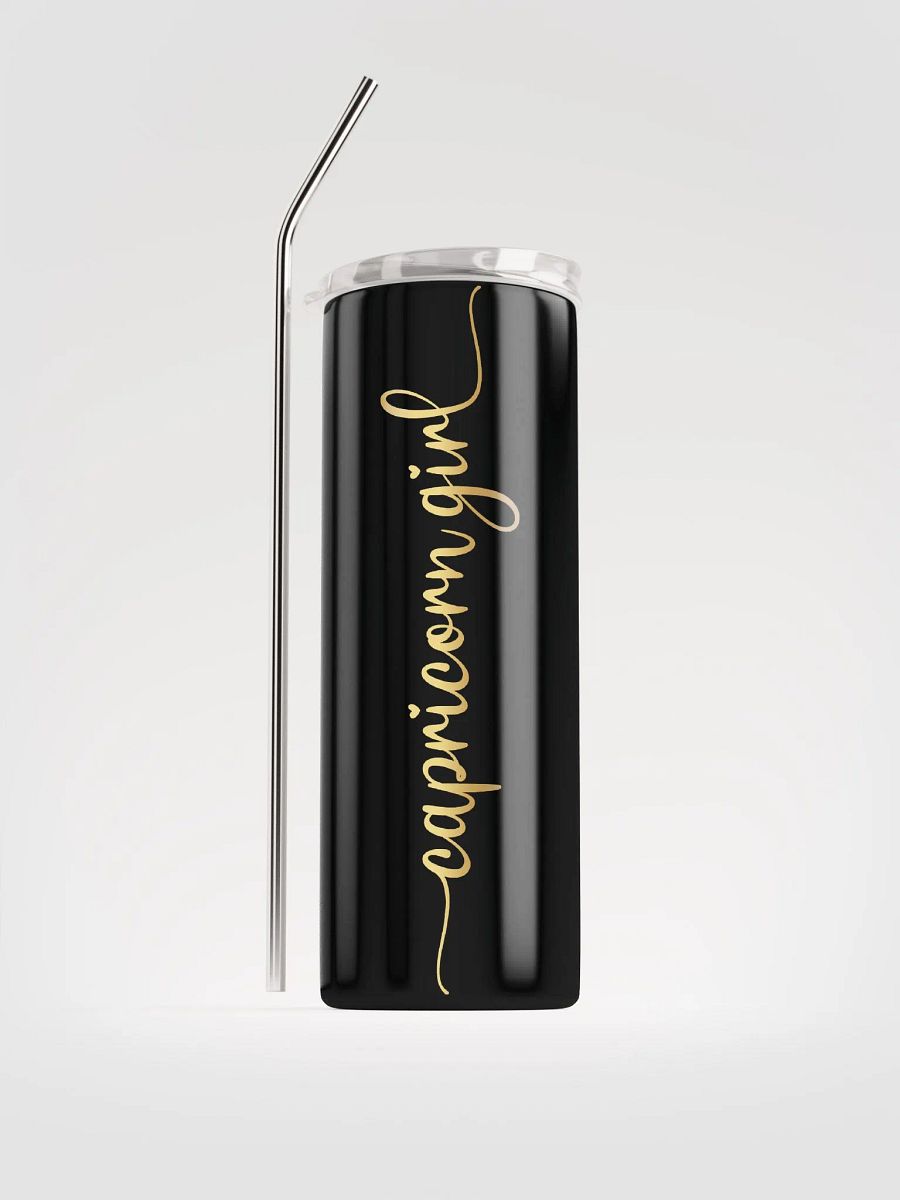 Black Capricorn Stainless Steel Tumbler: Embrace Zodiac Vibes with Capricorn Girl in Gold product image (1)