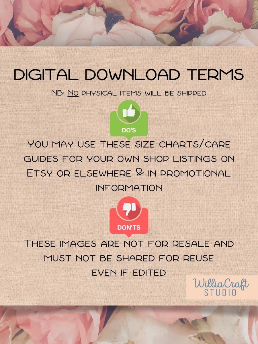 Size Chart for Bella Canvas 8804 (Flowy rolled cuff Muscle Tee for women) - Digital Download product image (3)