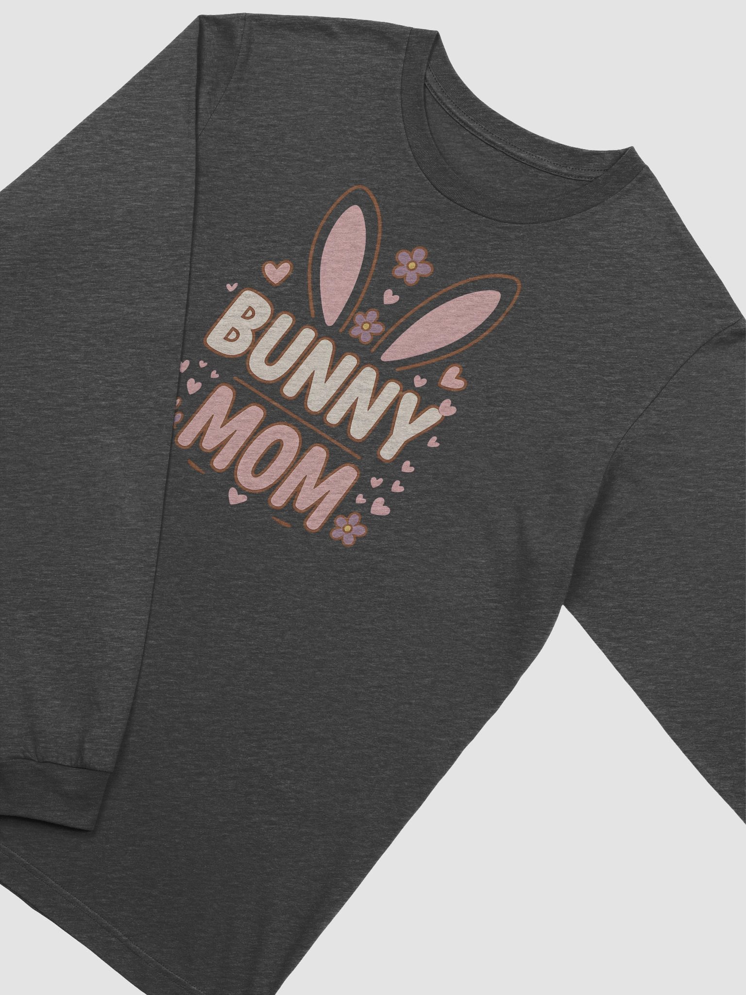 Bunny Mom Long Sleeve Tee | Cute Bunny Ears & Floral Spring Design for Moms product image (2)