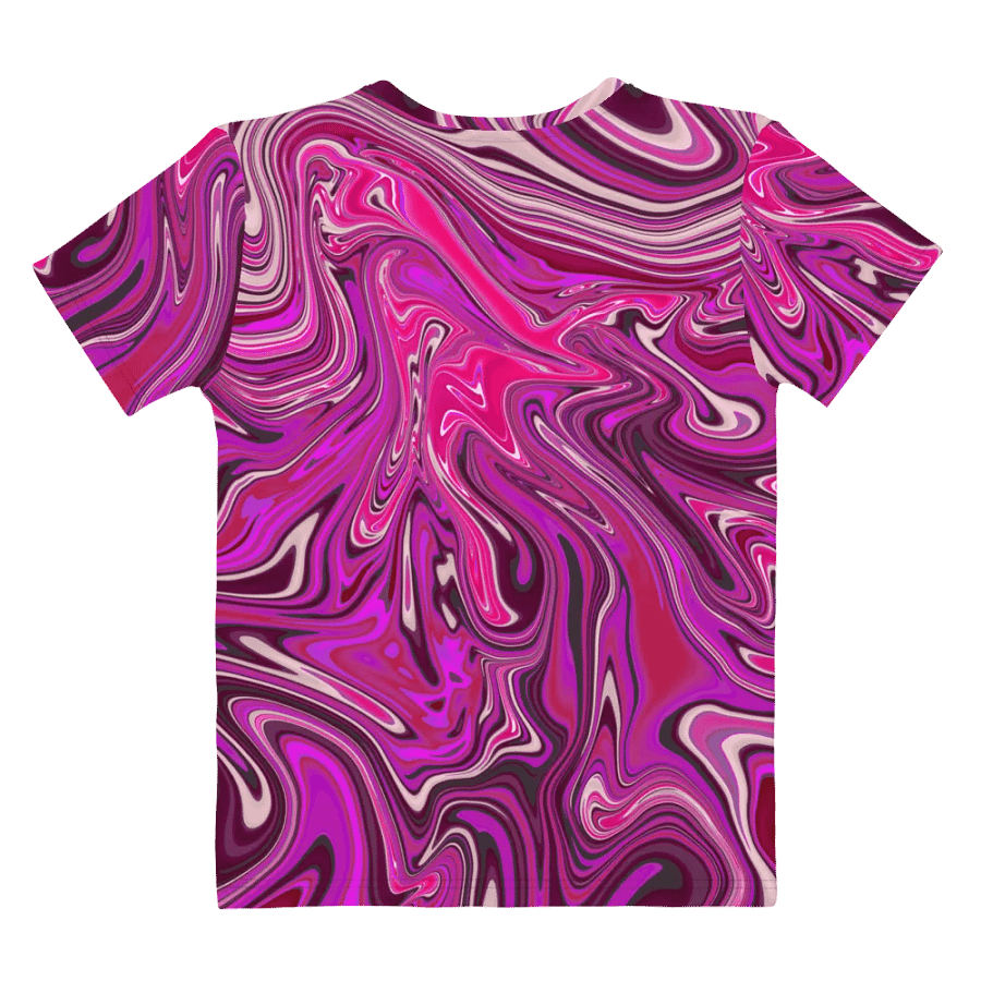 Women's Crew Neck Tshirt - Pink and Purple Digital Fluid Art product image (6)
