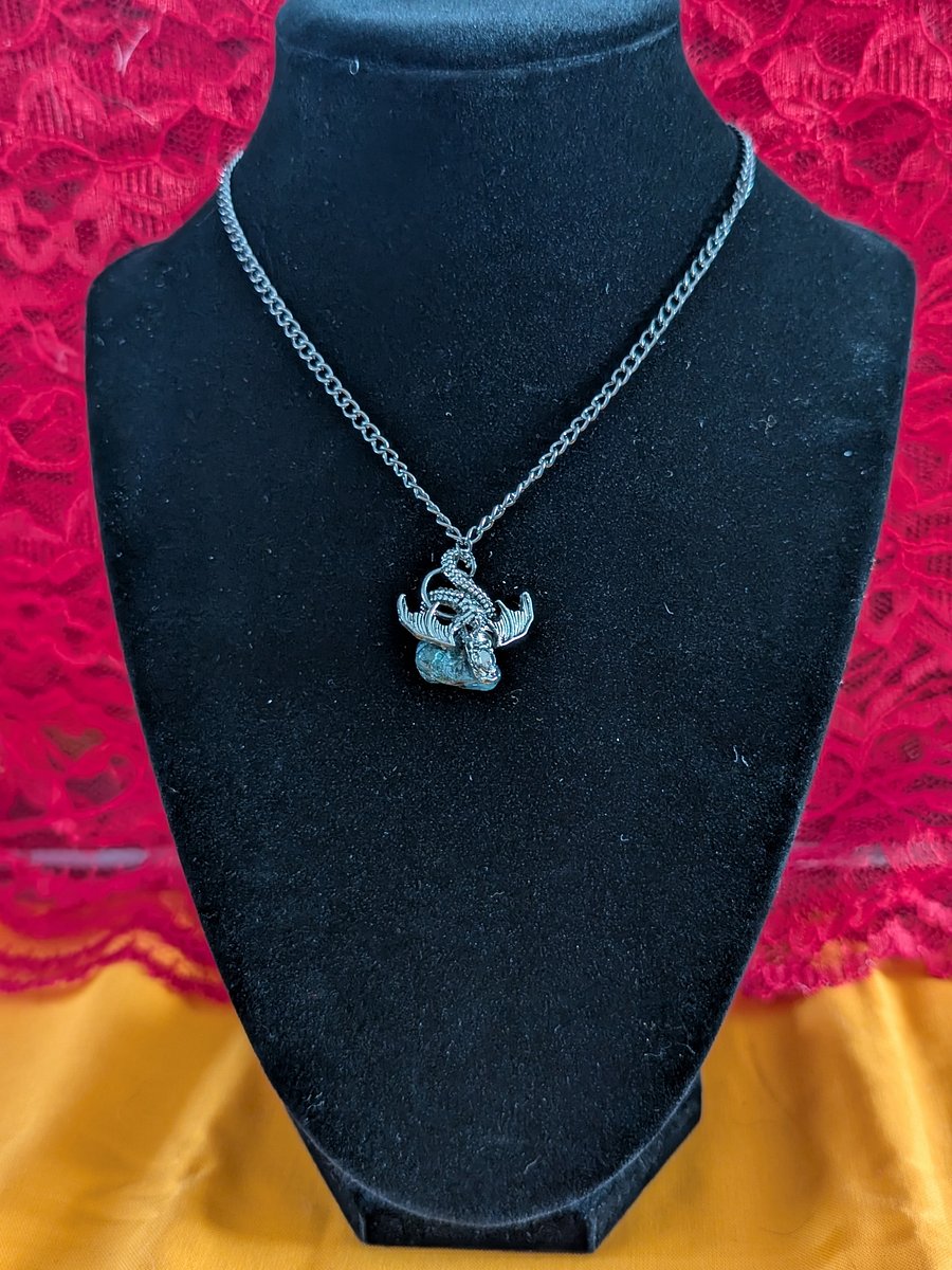 Dragon Holding Moss Agate Necklace! product image (1)
