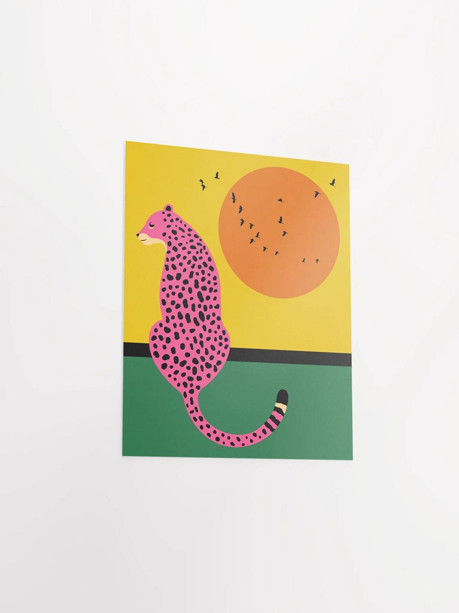 Pink Leopard with Sunset Scenery Colorful Art Print product image (8)