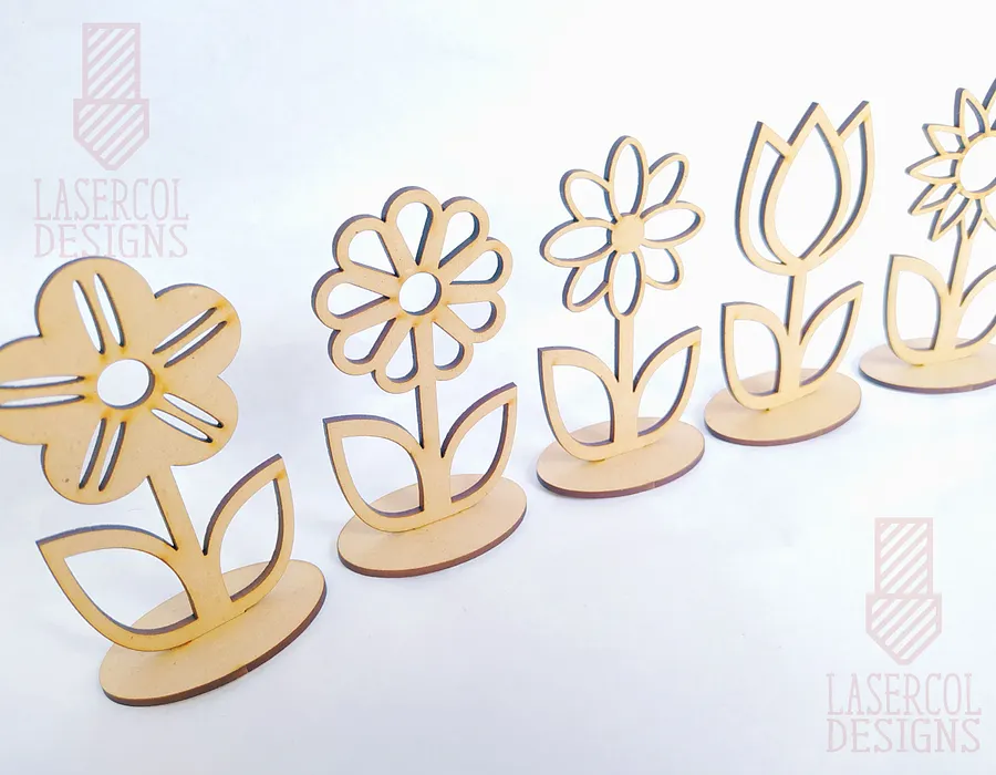 Flowers - Set 3 - (Two Sizes, Five Styles)- Laser Cut Files product image (6)