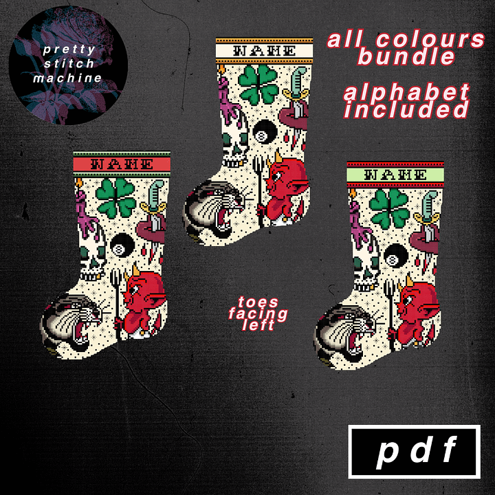 Traditional Tattoo Flash First Edition Left-Facing Christmas Stocking Pattern Bundle product image (1)