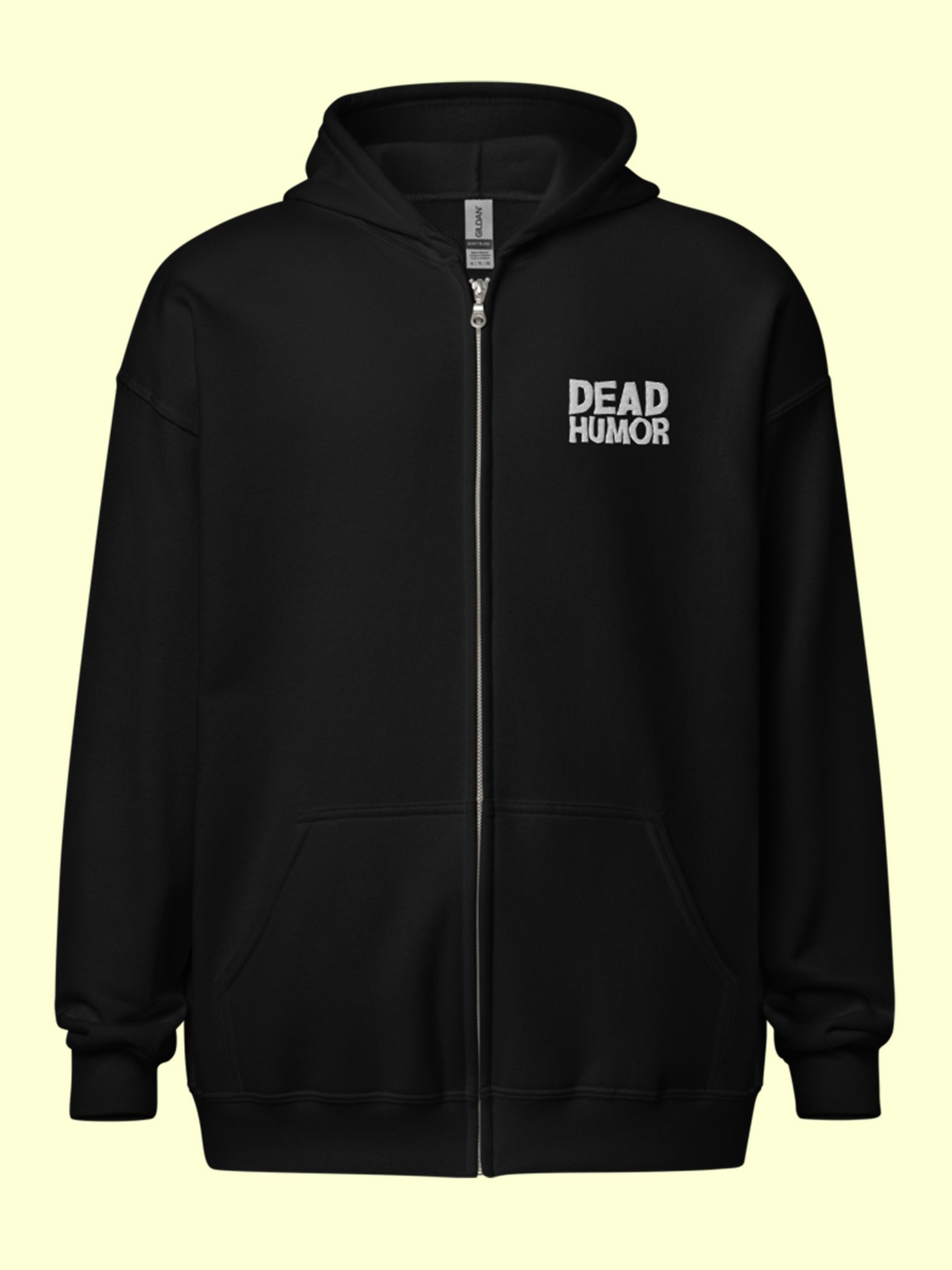 Dead Humor Spooky Text Zip Up Embroidered Hoodie product image (1)