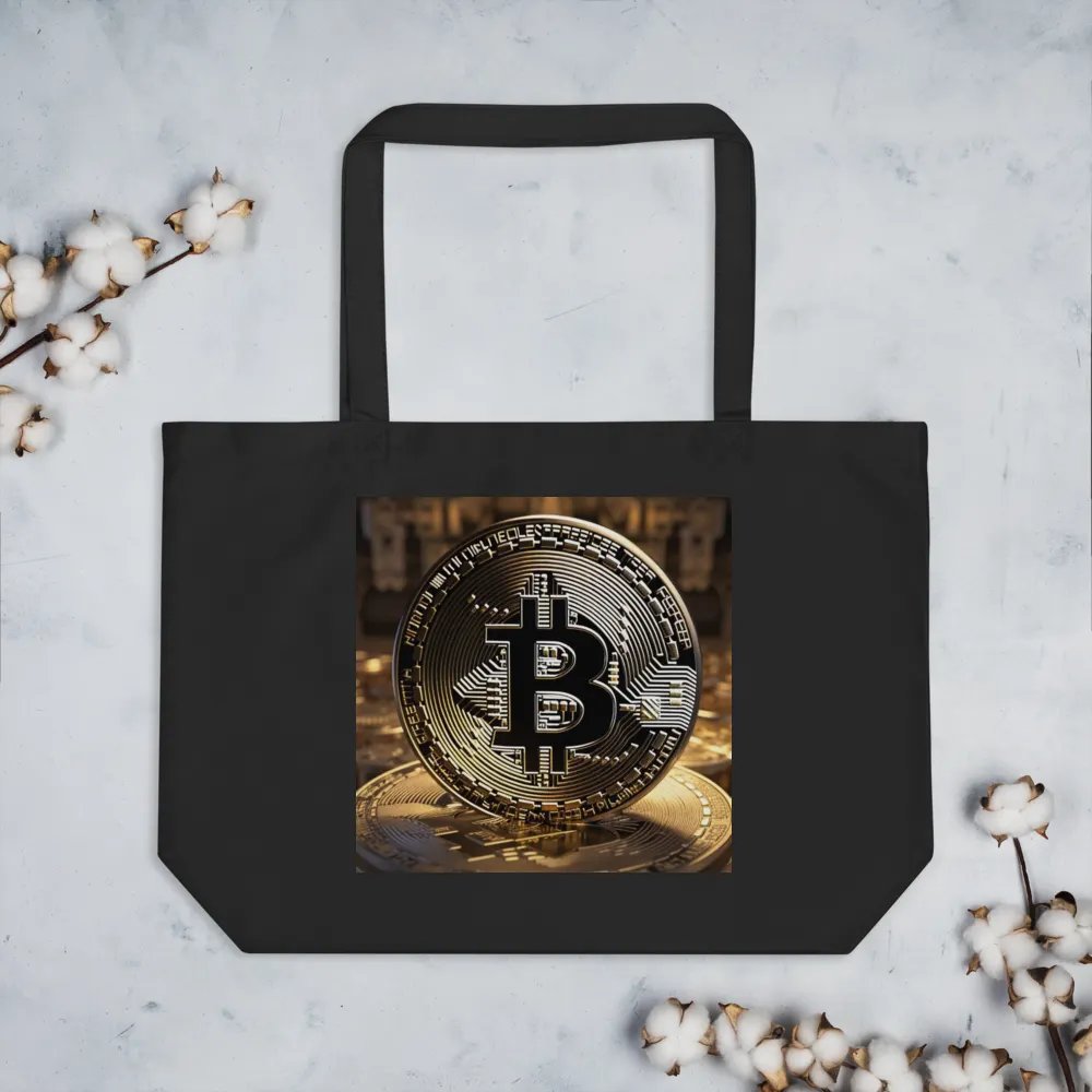 Golden Bitcoin Circuit Coin Tote Bag product image (3)