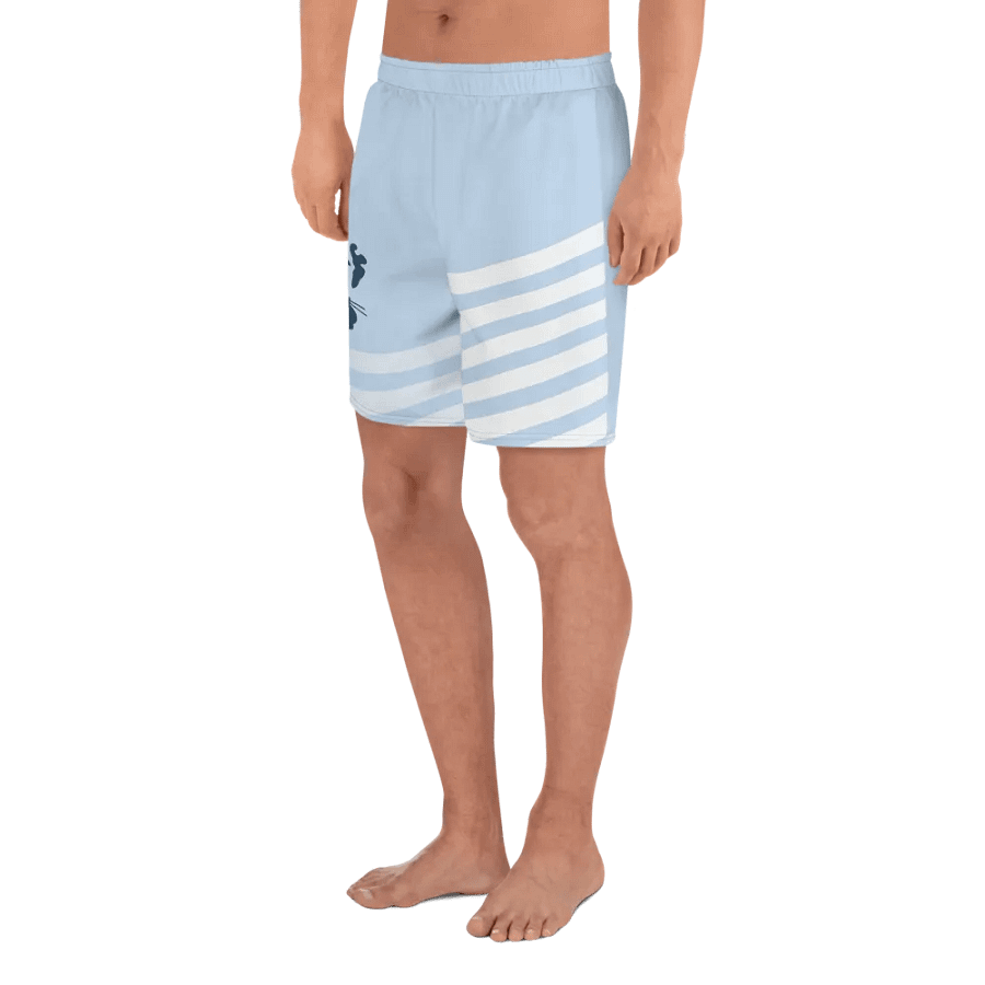 Lion head design with backfill abstract blue with white stripes-All-Over Print Athletic Shorts product image (3)