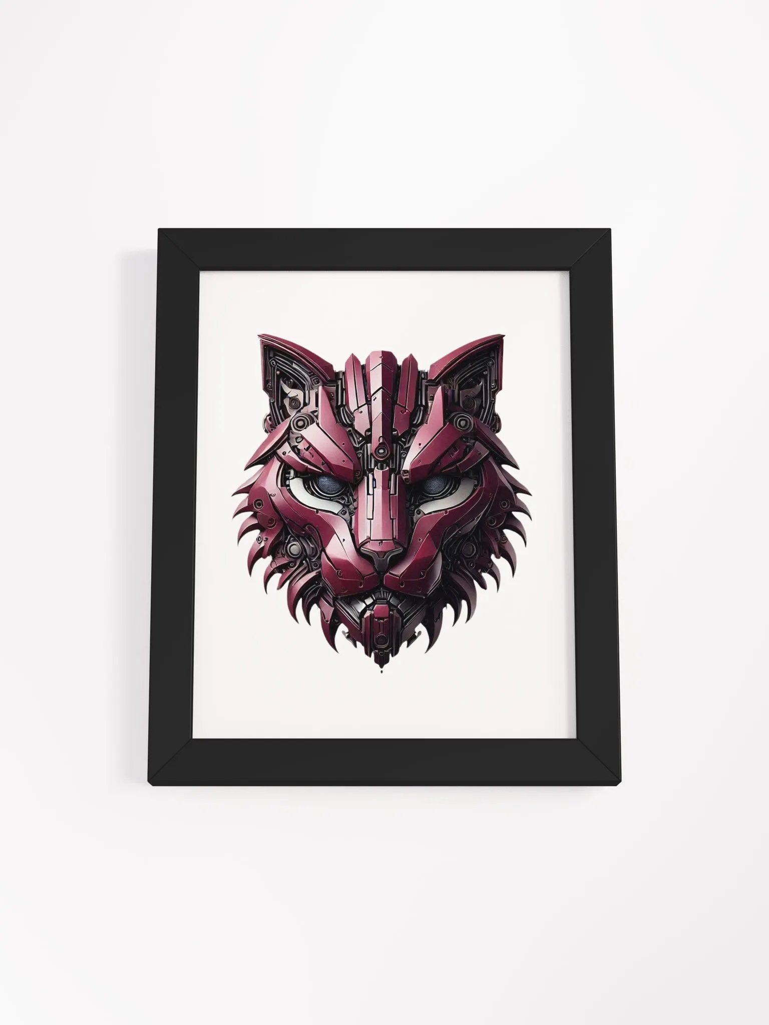 Framed High-Quality Matte Poster (in)| iron maroon cat robot design product image (3)