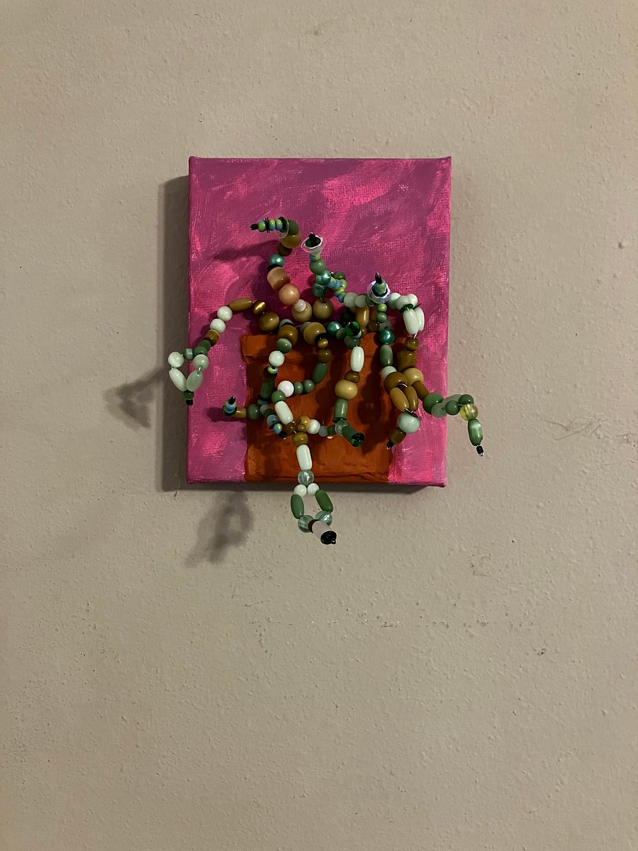 Beaded Plant on Canvas - Original Artwork product image (1)