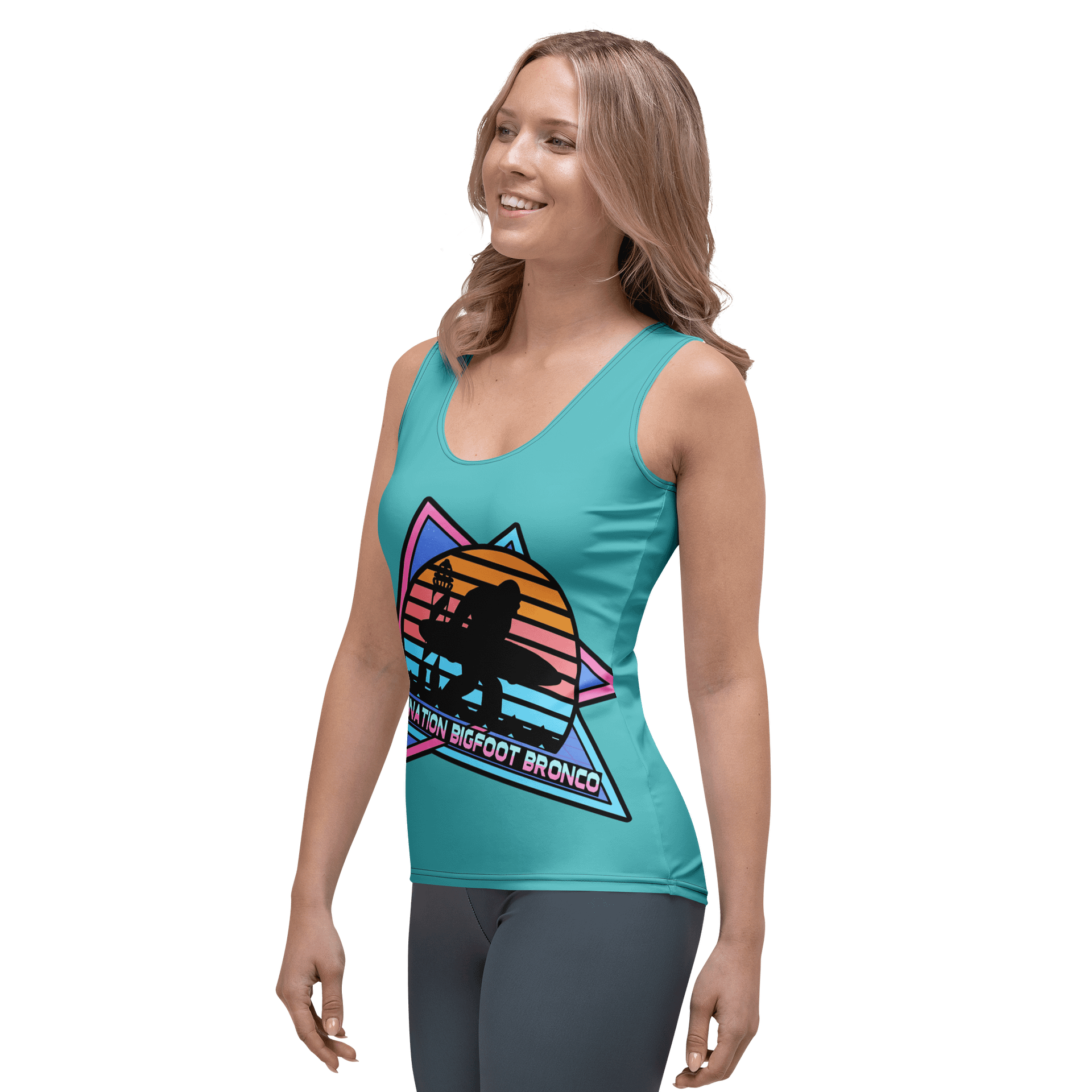 Destination Bigfoot Bronco Slanted Retro-Inspired Women's Tank (Dark Turqouise) product image (3)