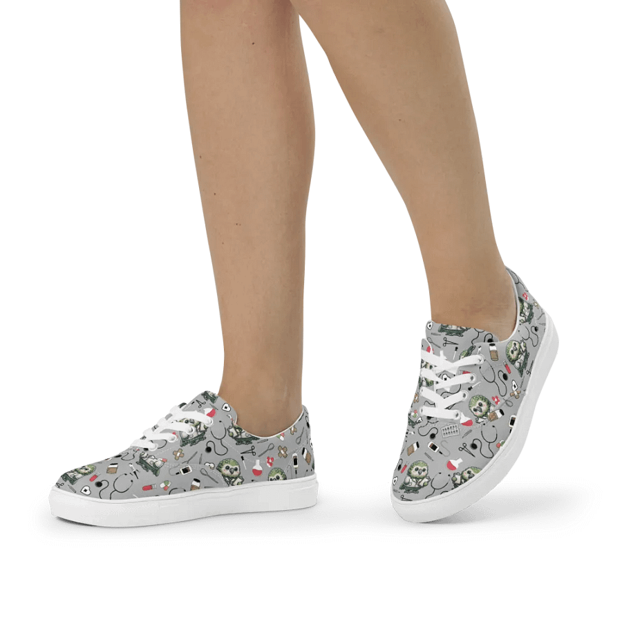 Cute Medical Kakapo Lace-up Canvas Shoes (Grey) product image (4)