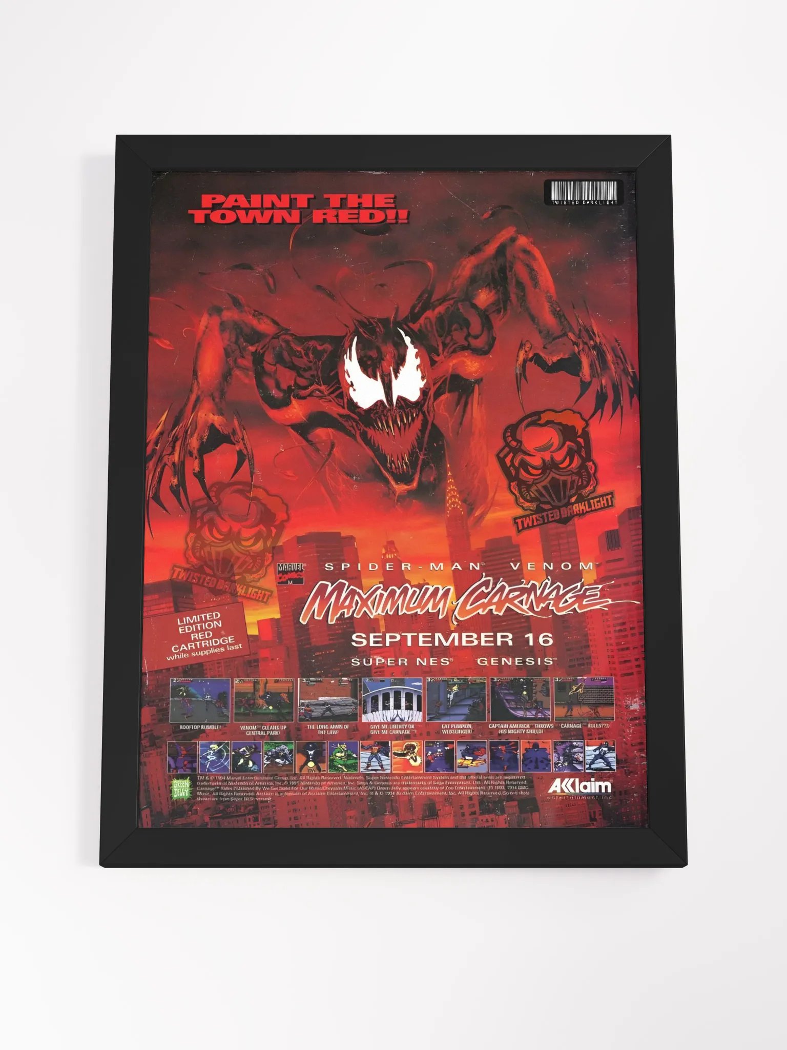 Retro Poster: Spider-Man Venom Maxium Carnage game. 1994 Pre-release advert. - Size 12" x 16" product image (4)