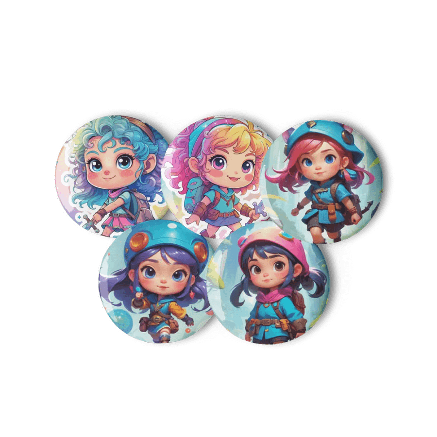 Chibi Adventurer Set A - Pin Button Collection. product image (7)