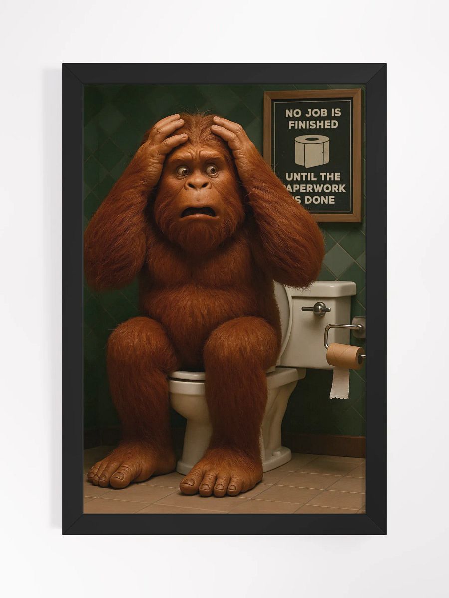 "Sasquatch’s Worst Nightmare – Funny Bathroom Wall Art" product image (1)