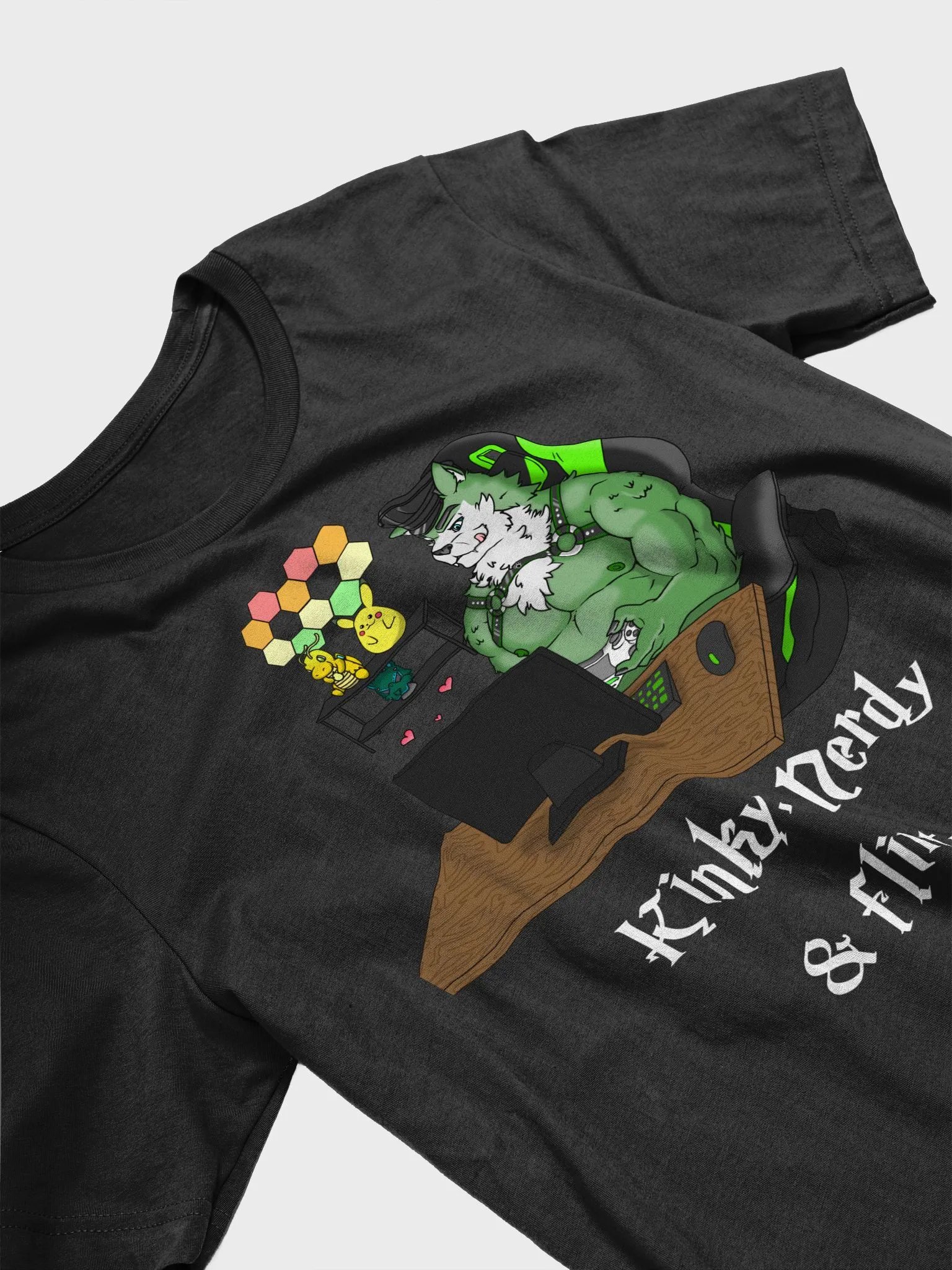 Kinky, Nerdy & Flirty T-Shirt (Dark Colors) product image (3)